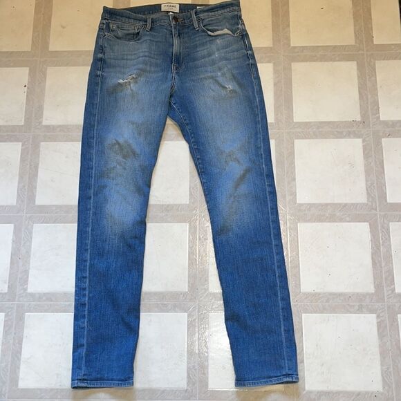 DISTRESSED FRAME DENIM L’HOMME ATHLETIC JEANS SIZE 32 - Picture 2 of 10